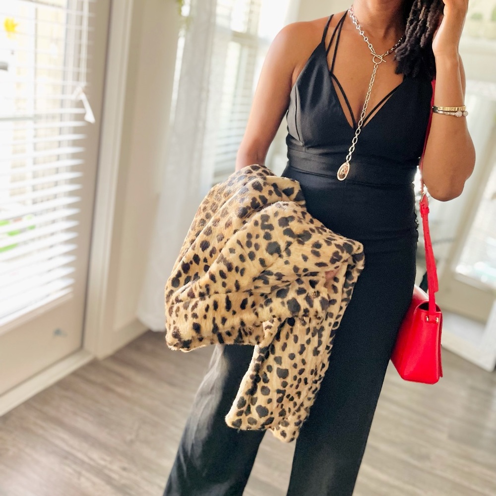 Black Strapless Fitted Jumpsuit With Lace Details Small